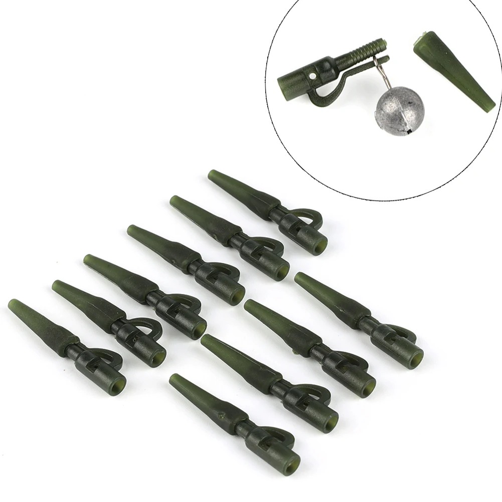 

10Pcs/Sets Fishing Terminal Tackle Safety Lead Clips With Pins Tail Rubber Tubes Carp Fishing Tackle Tools