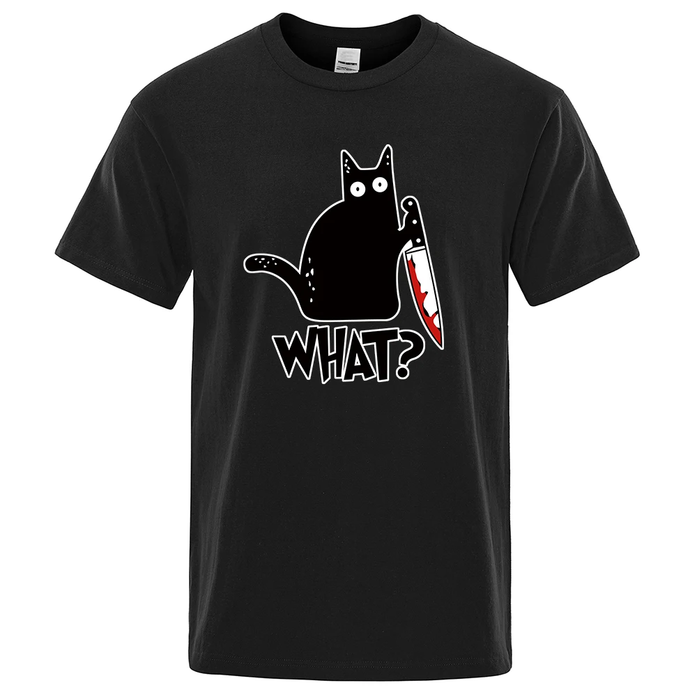 

Men's t-Shirt High Quality 100% Cotton Knife Cat Print Oversized t Shirt Casual Loose Casual Shirt o-Neck t-Shirt Male Tees Tops