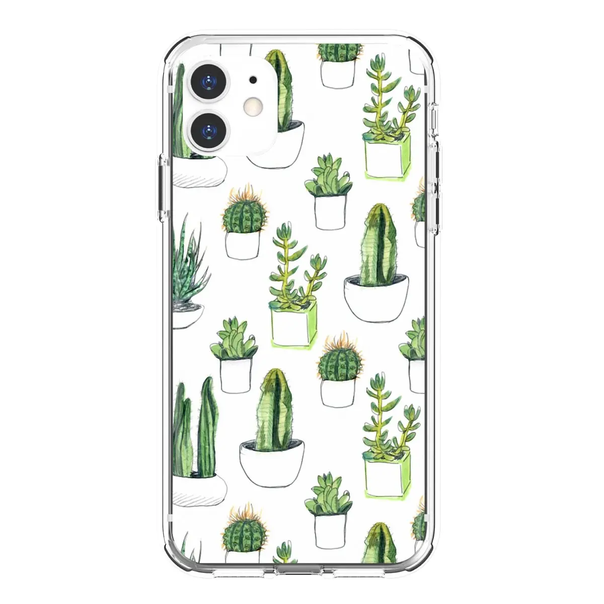 Прозрачный мягкий чехол для Xiaomi mi Redmi Note 3 4 4X 5 6 7 8 8t 9 9s 9t 10 pro lite Cactus-цветы-зеленые