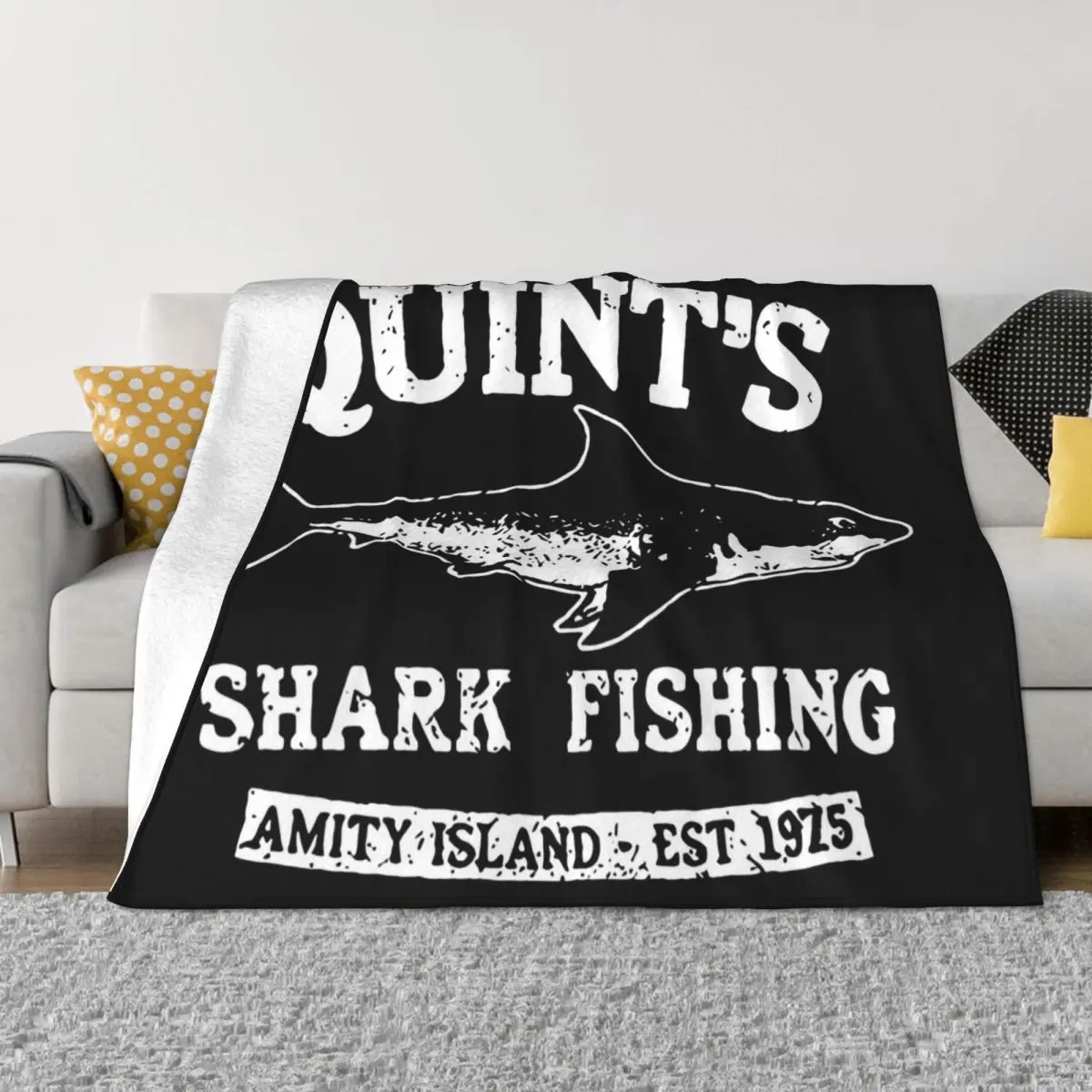 

Quintuplet Shark Fishing Great White Shark Friendly Island Bed Cover Bed Retro Anime Bed Decoration Sofa Blanket Dirty resistant