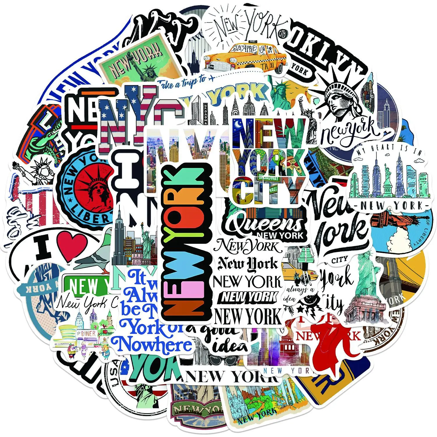 

50Pcs New York Stickers Graffiti Ornament Stationery Refrigerator Motorcycle Skateboard Waterproof Sticker Decal toys Gift