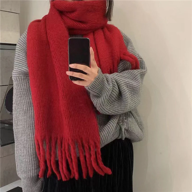 

Imitation Cashmere Women Scarf Winter Preppy Style Solid Hairy Scarve Pashmina Tassel Mujer Female Foulard Bufanda Wrap Shawls