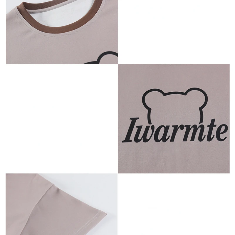 2023 Pajamas Women Spring and Summer Pure Cotton Short-sleeved Cropped Pants Cartoon Cute Thin Ladies Home Suit with Round Neck