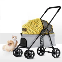 fashion pet trolley foldable cat cart outdoor lightweight portable dog stroller for small and medium dog carrier