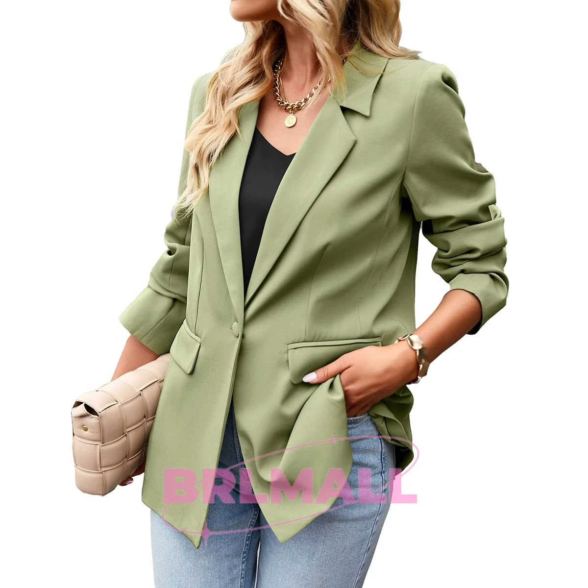 Summer Solid Women's Casual Elegant Blazer Long Sleeve One-Button Lapel Solid Color Casual Blazer For Women Street Show