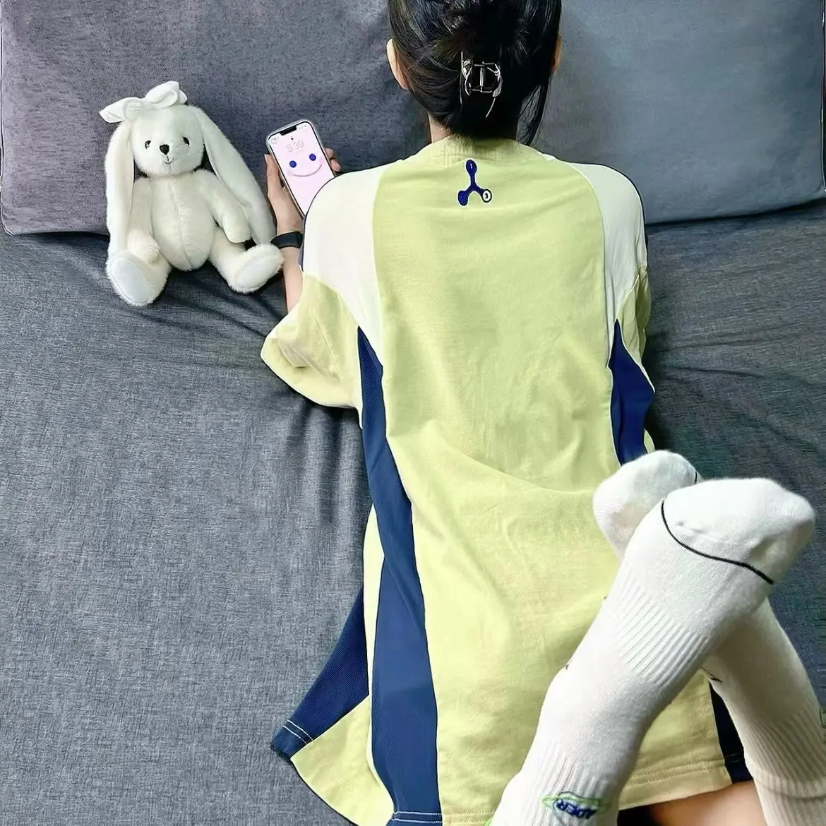 

2022 Summer New Split Color Matching Split Printing Short-sleeved T-shirt Design Sense Niche Loose Top National Tide Brand