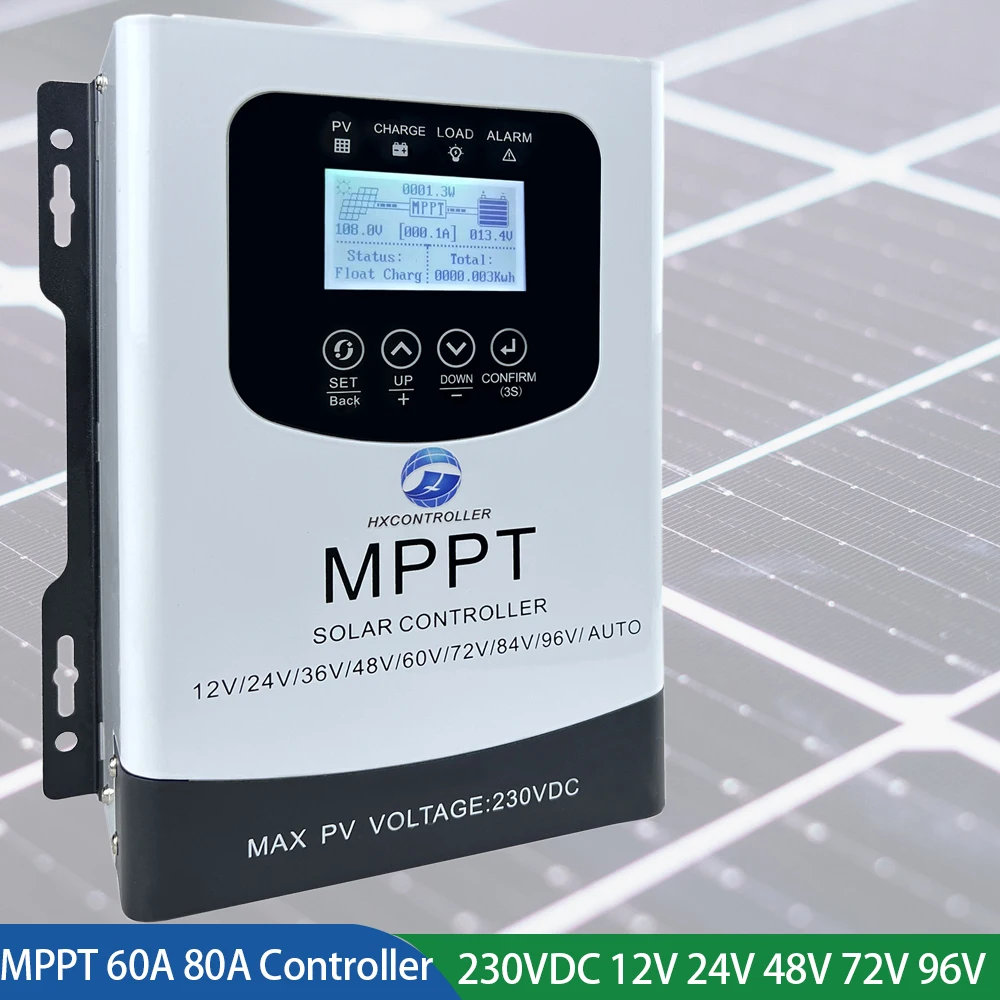 

Ship From EU MPPT 30A 40A 50A 60A 80A Solar Charge Controller HD LCD 12V 24V 36V 48V 72V 96V Auto Battery Regulator Max PV 230V