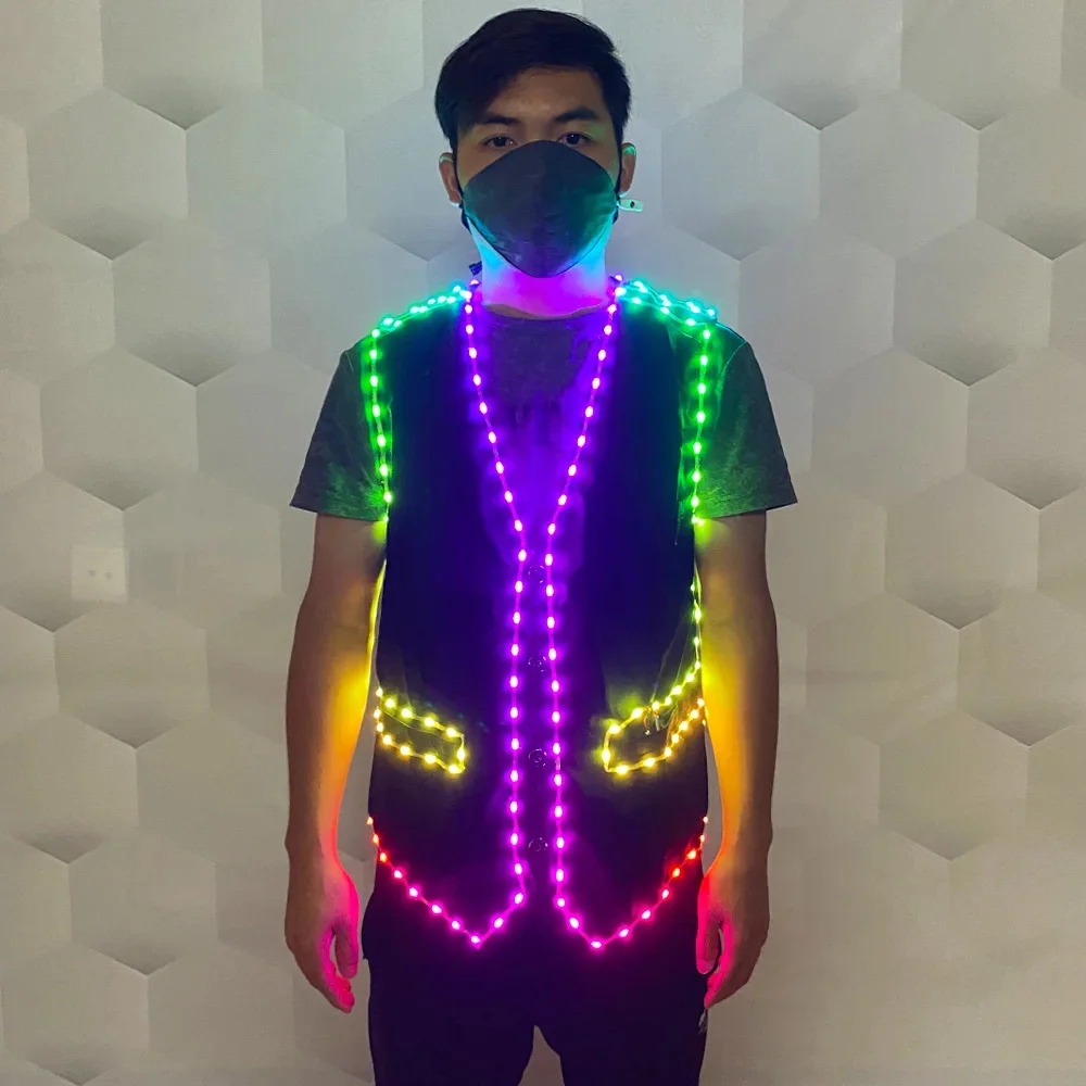 Крутая RGB-подсветка с дистанционным управлением жилет для бара рабочая одежда