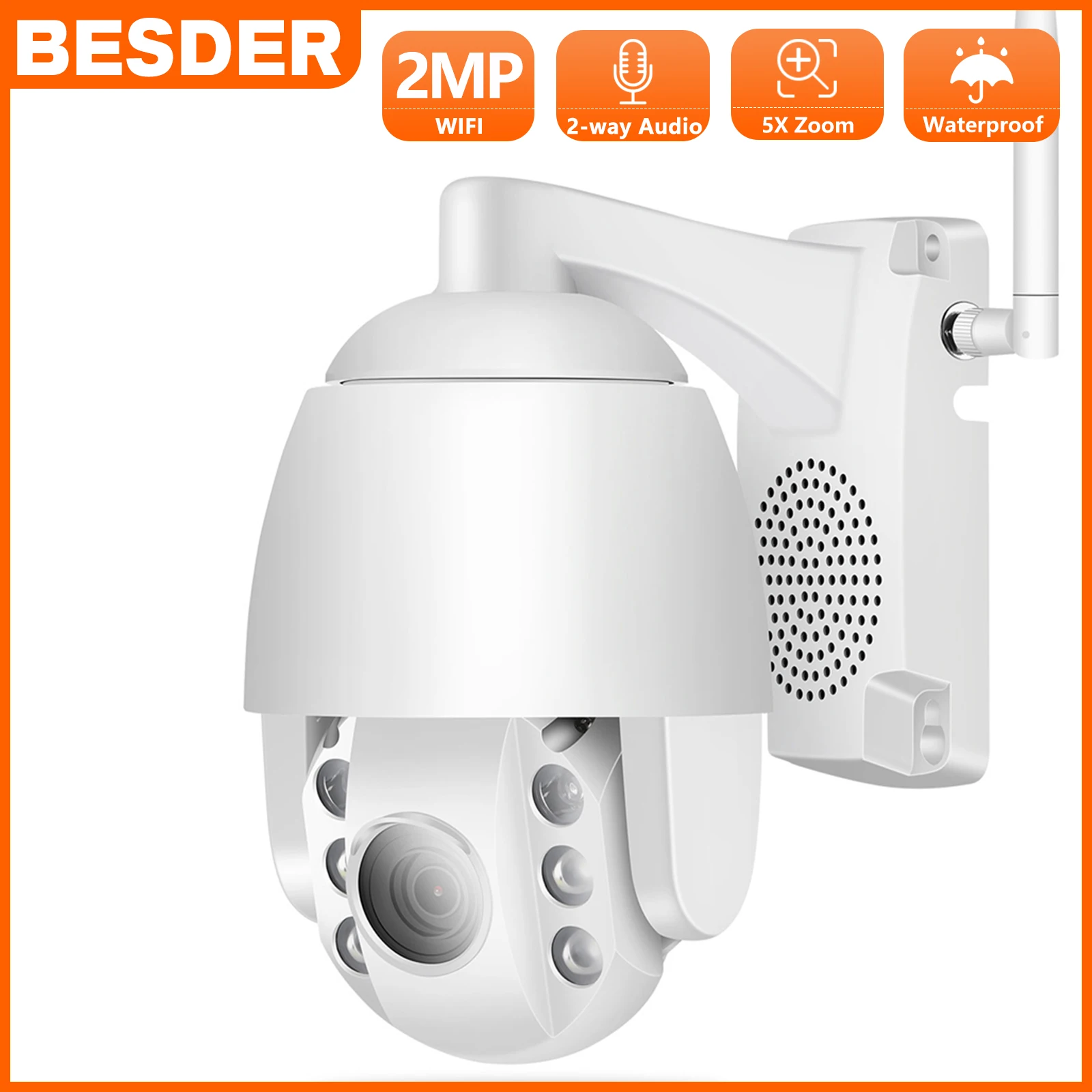

IP-камера BESDER беспроводная уличная, PTZ, PTZ, 5-кратный зум, 1080P, Wi-Fi