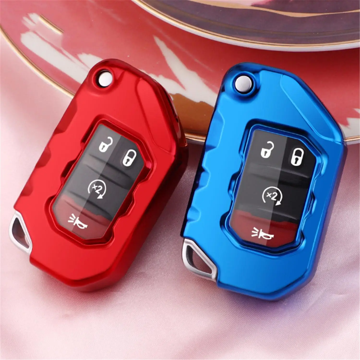 

Shell Skin Holder Case Key Fob CoverFor Jeep 2020 2021 Gladiator JT Sahara JLU 2018 2019 Jeep Wrangler JL JLU Rubicon