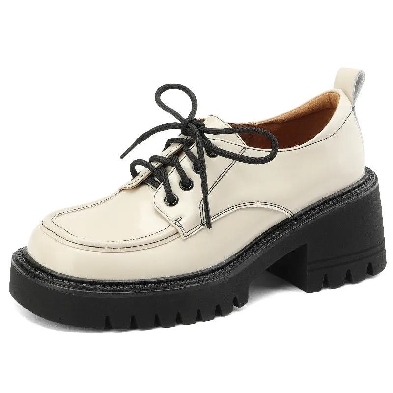 

Dilalula весенне-Осенние рабочие повседневные женские туфли-лодочки классические туфли из натуральной кожи на платформе и толстом каблуке со шнуровкой в стиле ретро