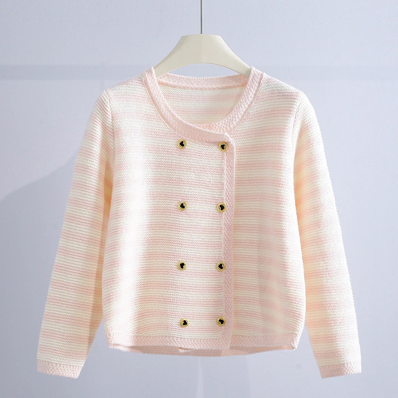 

Soft Loose Stripe Sweater Cardigans Female Vintage O Neck Knitwear Women's Sweater Coat 2023 Autumn New Knitwear Tops Women