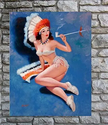 

Coffee Beer Sign Fashion Coffee Decor 12x8in,Pin Up Girl Peace Pipe,Retro Iron Painting Metal Sign Warning Plaque Art Decor for