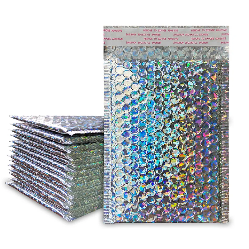

30/50Pcs Shipping Bags Aluminized Laser Poly Bags Colorful Postal Envelopes Bubble Mailers Padded Bags For Business Packaging