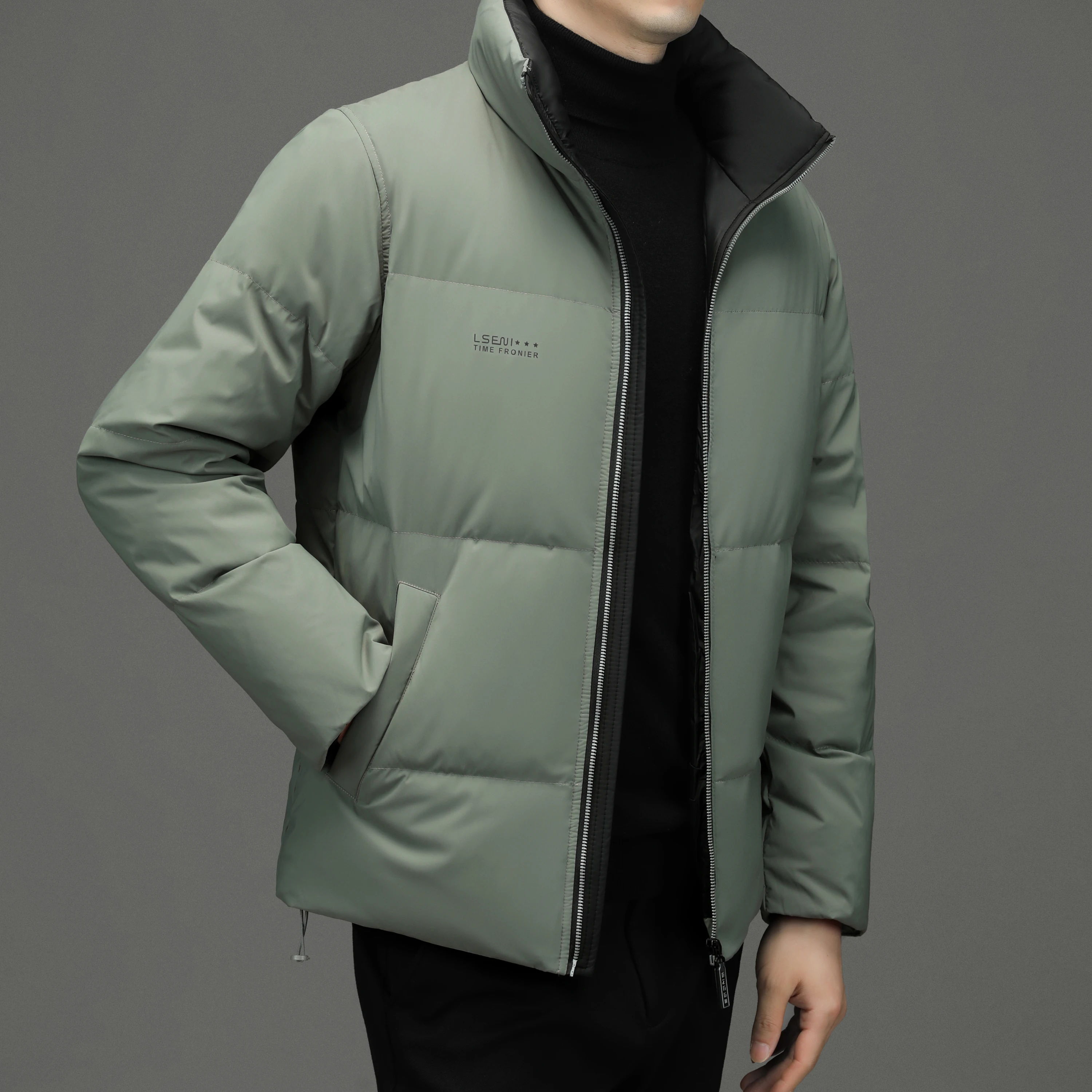 Men's Yellow Duck Down Jacket men's stand collar thickened down jacket Fashion high quality coat warm winter parka men