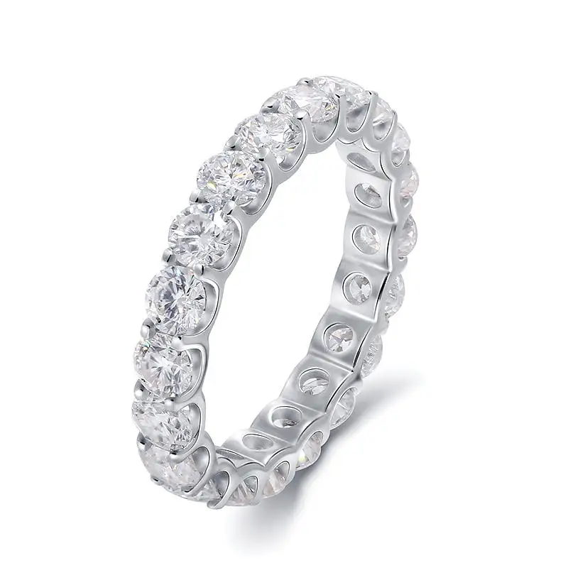 

Color Round Excellent Cut Moissanite Engagement Wedding Band Solid Real 14k White Gold Gift for Lady Luxury