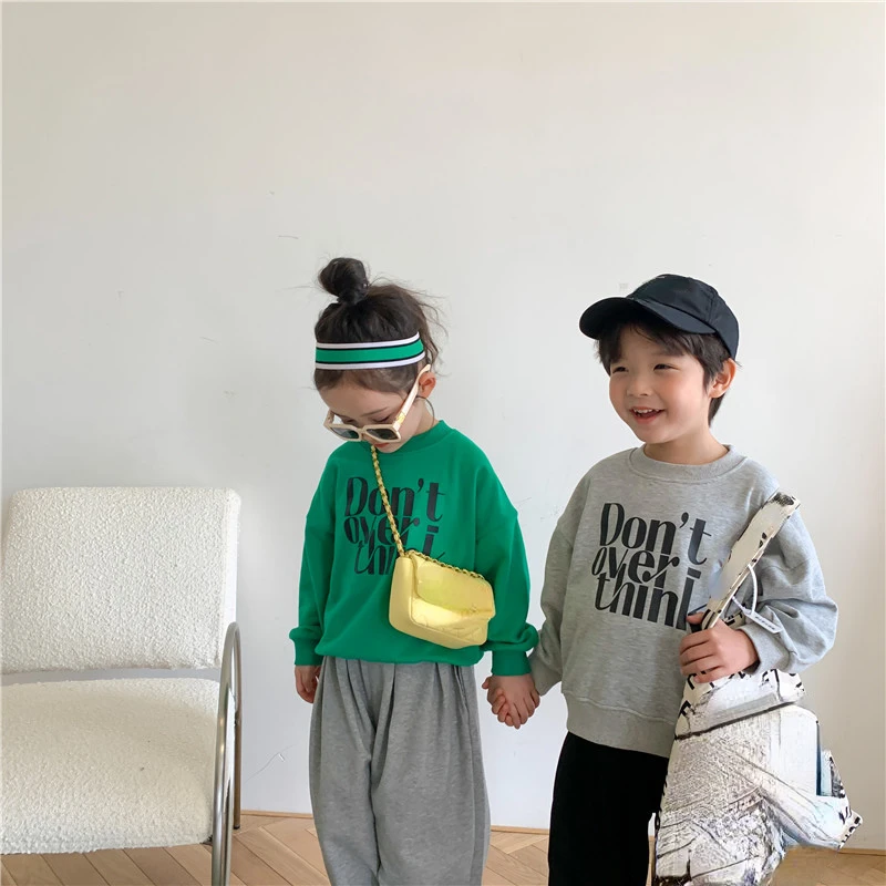 

2023 Autumn Boys Girls Clothes Long Sleeve Letter Outerwear Baby Tops Girls Kids Shirts Loose Children SweatshirtsC01