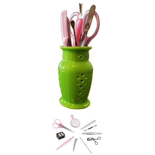 

KaktüsKedi Mini Vazolu Manicure Pedicure Set Home Hotel Hair Salon Barber nail scissors tweezers mirror hand foot personal care