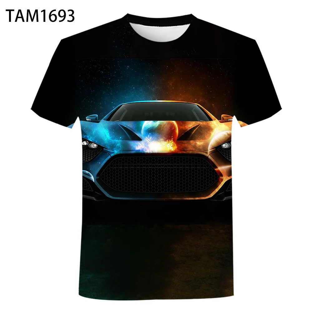 

Neon Car 3D Printing Men's And Women's Summer Cool Hip Hop T-Shirt Short Sleeve Street Style Children's European American Fashi