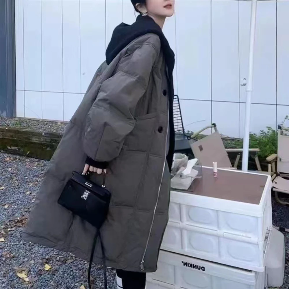 Зимняя вязаная шапка из двух предметов пальто белого утиного пуха женская модная