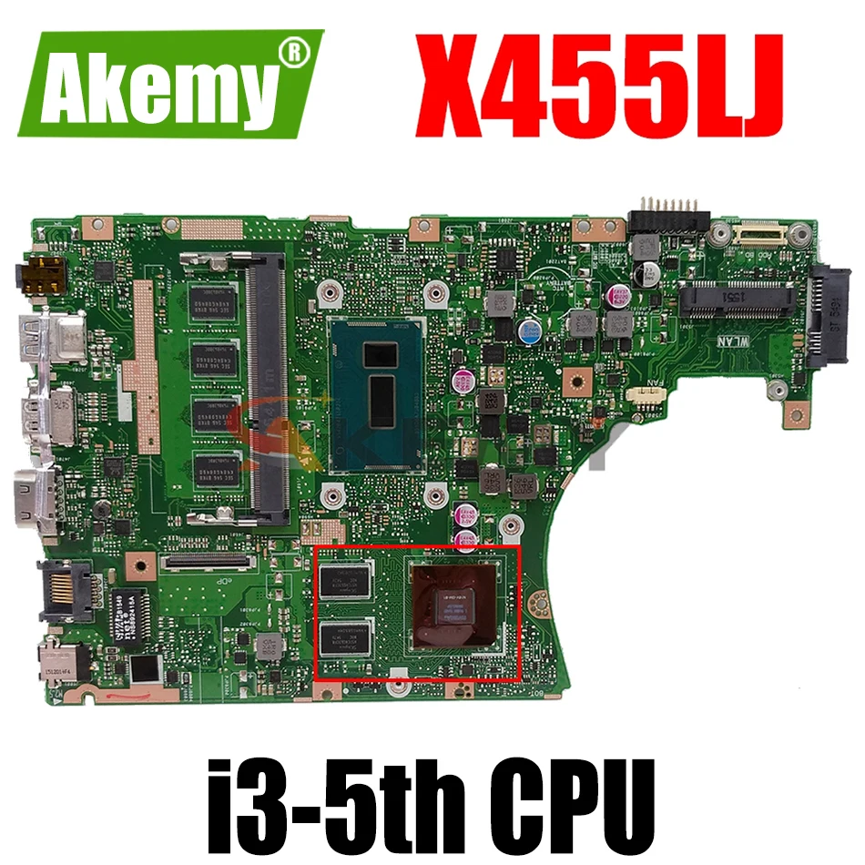 

Материнская плата AKEMY X455LJ для ноутбука ASUS X455LJ X455LD, протестированная оригинальная материнская плата 2G-RAM I3-5th LVDS/EDP