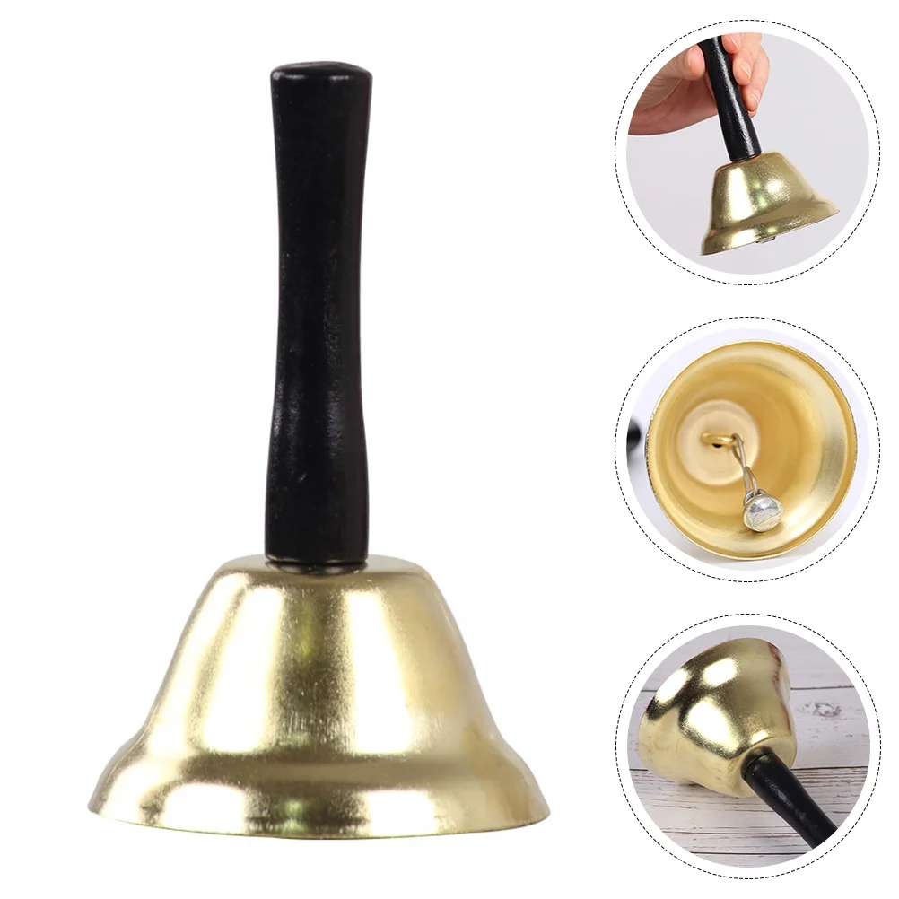 

Wooden Handle Desk Bell Ringing Musical Percussion Handheld Metal Call Baby