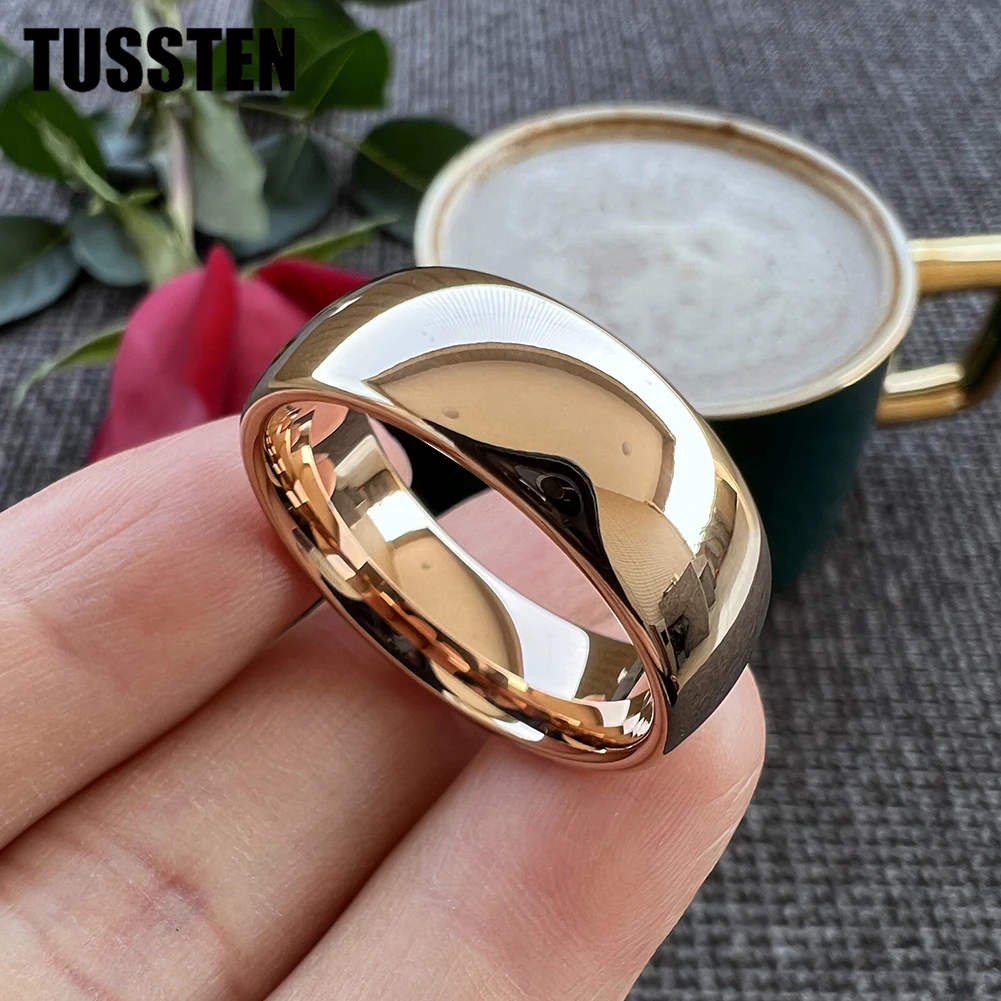 Dropshipping TUSSTEN Black Blue Tungsten Carbide Ring Men Women Wedding Band Domed Polished Finish 6MM/8MM Available