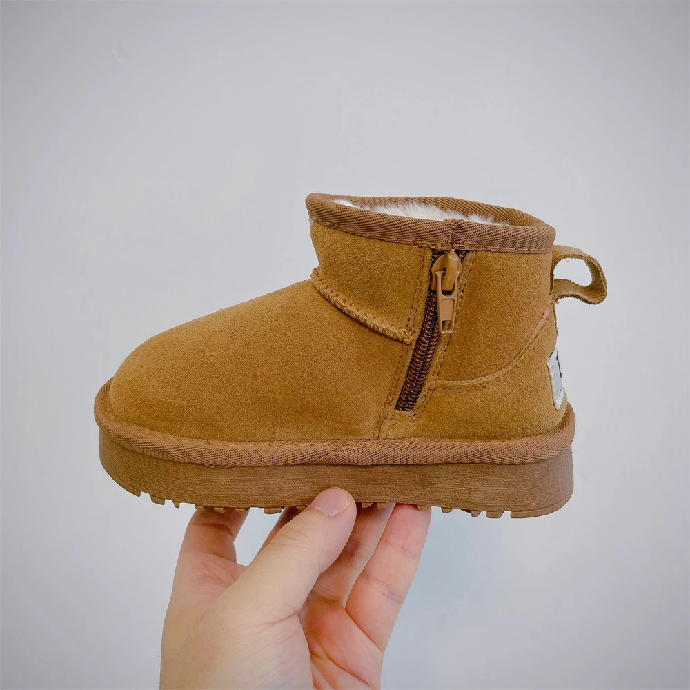Зимние детские плюшевые ботинки для мальчиков и девочек
