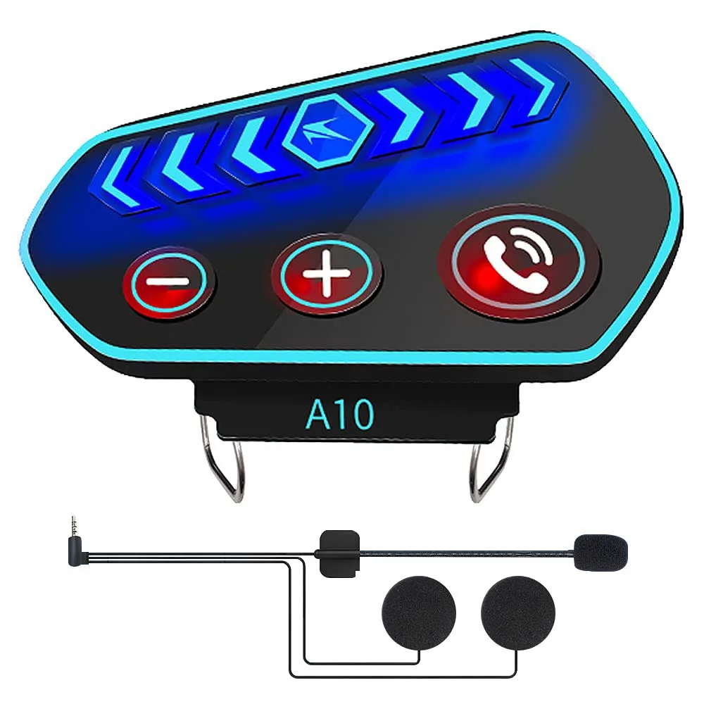 

Motorcycle Helmet Bluetooth Headset BT 5.0 Bluetooth for Helmet 160 Hours of Play Time A10 Motorbike Helmet Communication System
