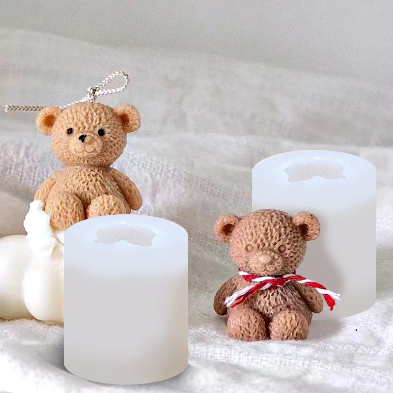 Cute Bear Candle Silicone Mold DIY Decoration 3D Scented Candle Molds Durable Handcraft Crystal Epoxy Soap Candle Making Mould