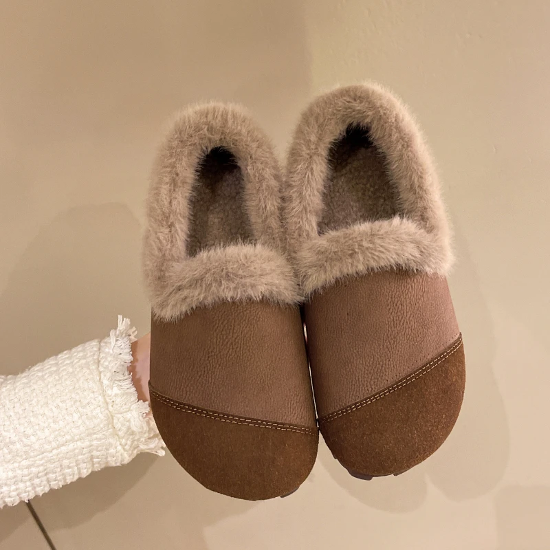 Женские меховые тапочки зимние из норки модная теплая плюшевая обувь на плоской