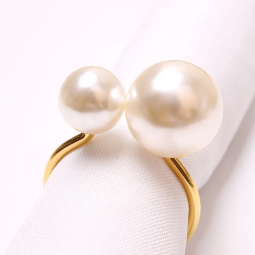 

10PCS/Metal Pearl Napkin Ring U-shaped Napkin Ring Table Decoration Napkin Holder Party Table Napkin Ring