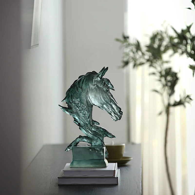 

Креативные домашние фигурки животных из смолы в гостиную, украшения tsransродная статуя головы лошади, украшения, сборные подарки