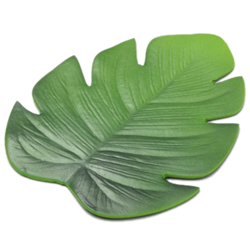 

6Pc Tropical Artificial Palm Leaves EVA Coasters Cup Bowl Pad Mat Coffee Tea Cup Mats Drink Coasters Hawaii Theme -Green