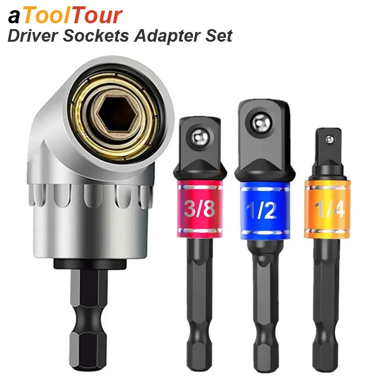 

Impact Grade Power Hand Tool Driver Socket Adapter Extension Set 105 Degree Angle Screwdriver Socket Holder Drill Nut Attachment