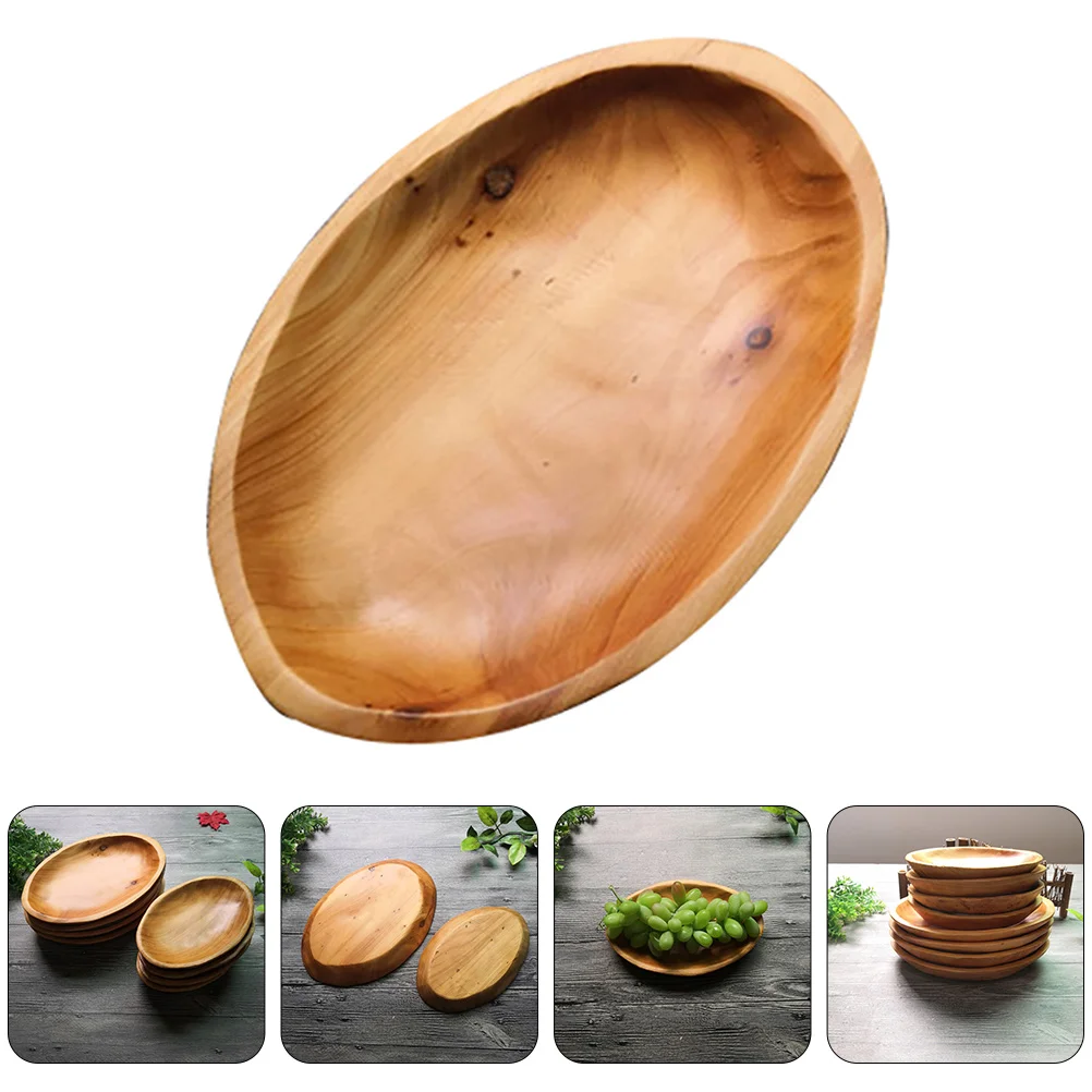 

Seasoning Plate Solid Wood Fruit Dinner Party Breakfast Biscuits Dessert Container Wooden Oval Food Tray Menagerie