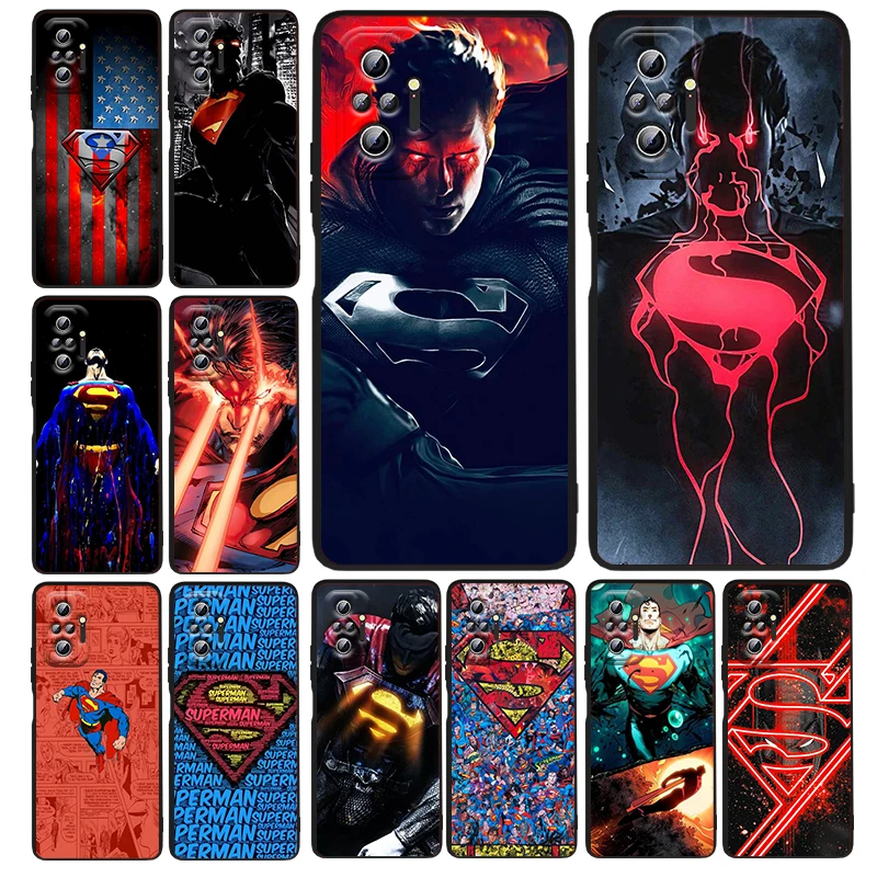 

Justice League Superman Cool Phone Case For Xiaomi Redmi Note 12 11E 11S 11 11T 10 10S 9 9T 9S 8T 8 Pro Plus 5G Black Funda