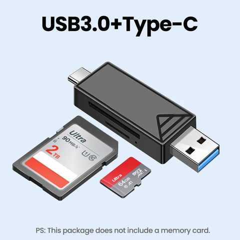 Elough 2 в 1 TF SD Card Reader USB 3.0 USB 2.0 Type C Адаптер для чтения смарт-карт для iPhone 17 16 15 ПК Ноутбук