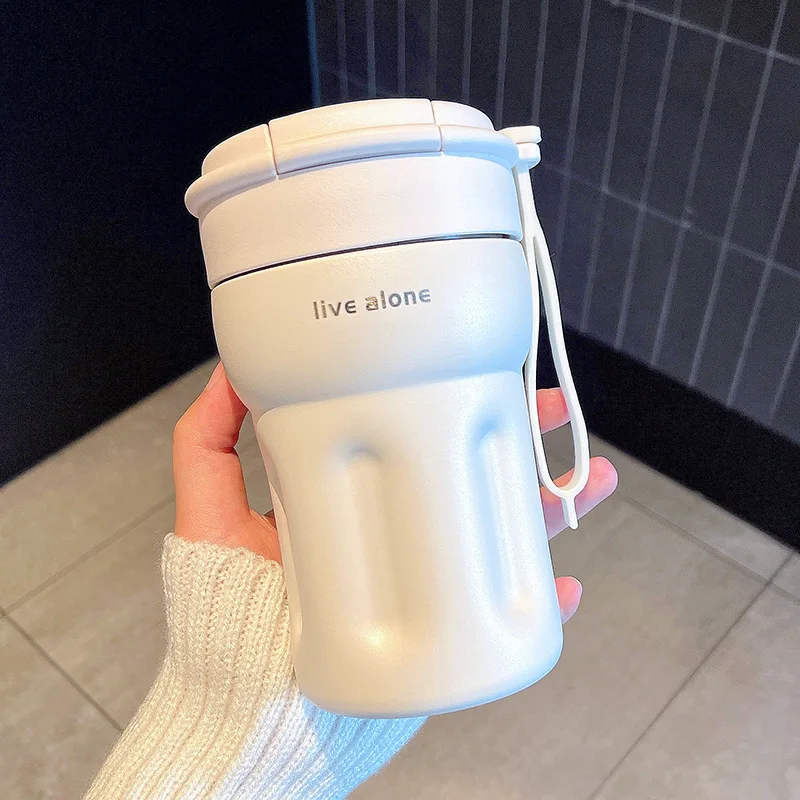 400ml Summer Girls Insulated Cup Portable Coffee Cup with Straw 304 Stainless Steel Ins Insulated Cold Water Bottle Novelty