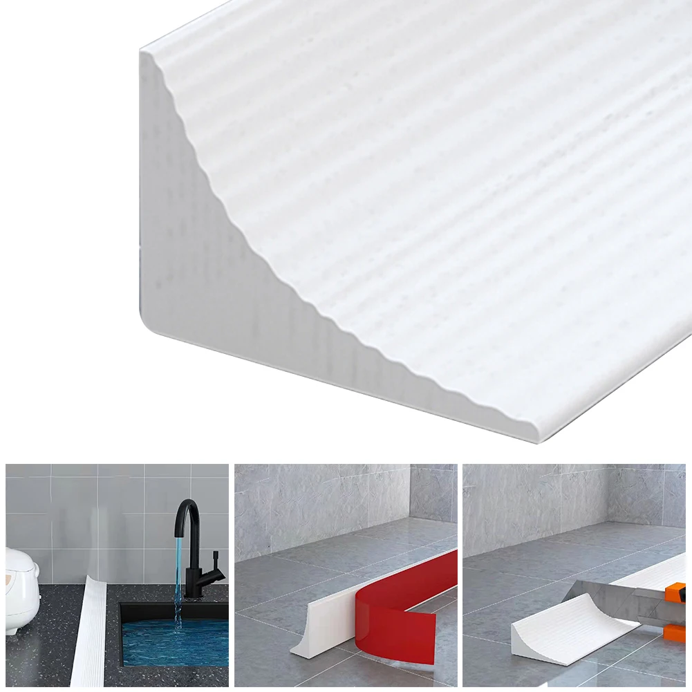 

Strips Flood Strip Water Barrier Kitchen Bathroom Curbless Showers Silicone Waterproof White Washing Machine 15*25mm