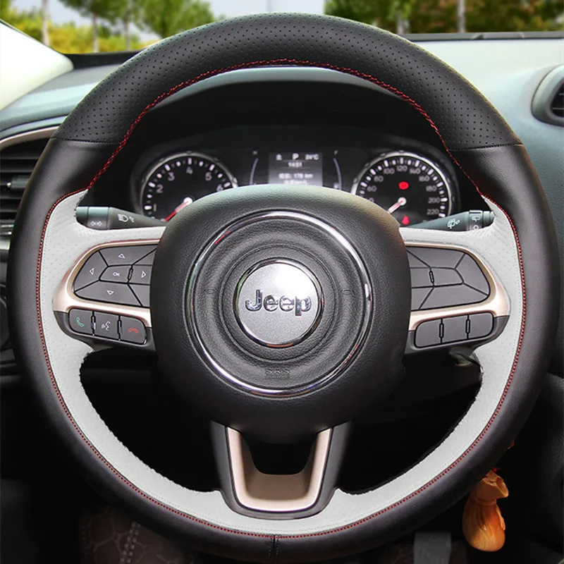 

DIY Hand-Stitched Leather Steering Wheel Cover for Jeep Commander Renegade Compass Cherokee Interior Auto Accessories