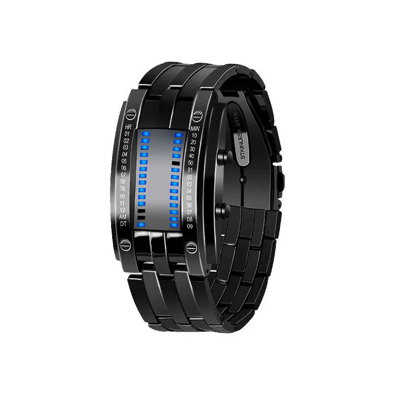 Waterproof watch male student black technology creative digital luminous electronic watch female stainless steel watch