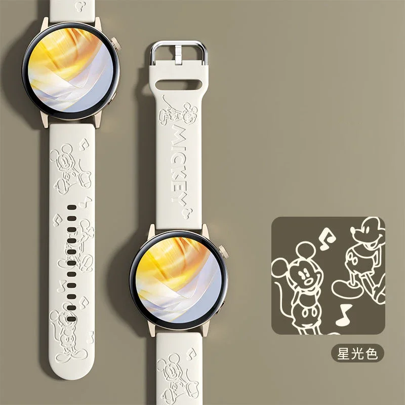 Ремешок силиконовый для Huawei Watch GT4 с лазерной резьбой и изображением Микки Мауса