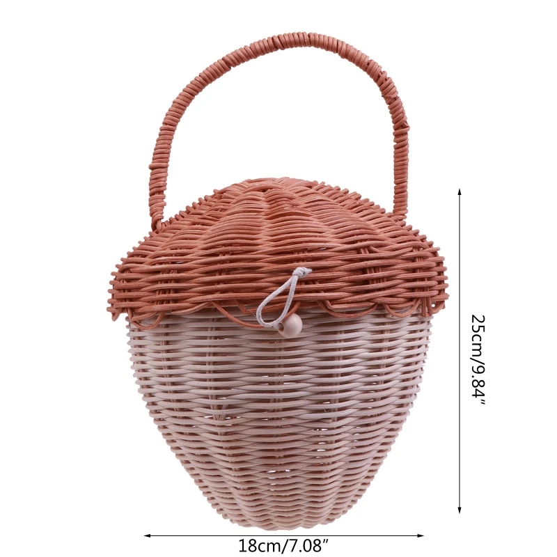 

Q1FE Hand Woven Flower Wicker Shape Picnic Rattan Basket Cute Kids Clothing Storage Organizer Eco-Friendly Hanging Home Decor