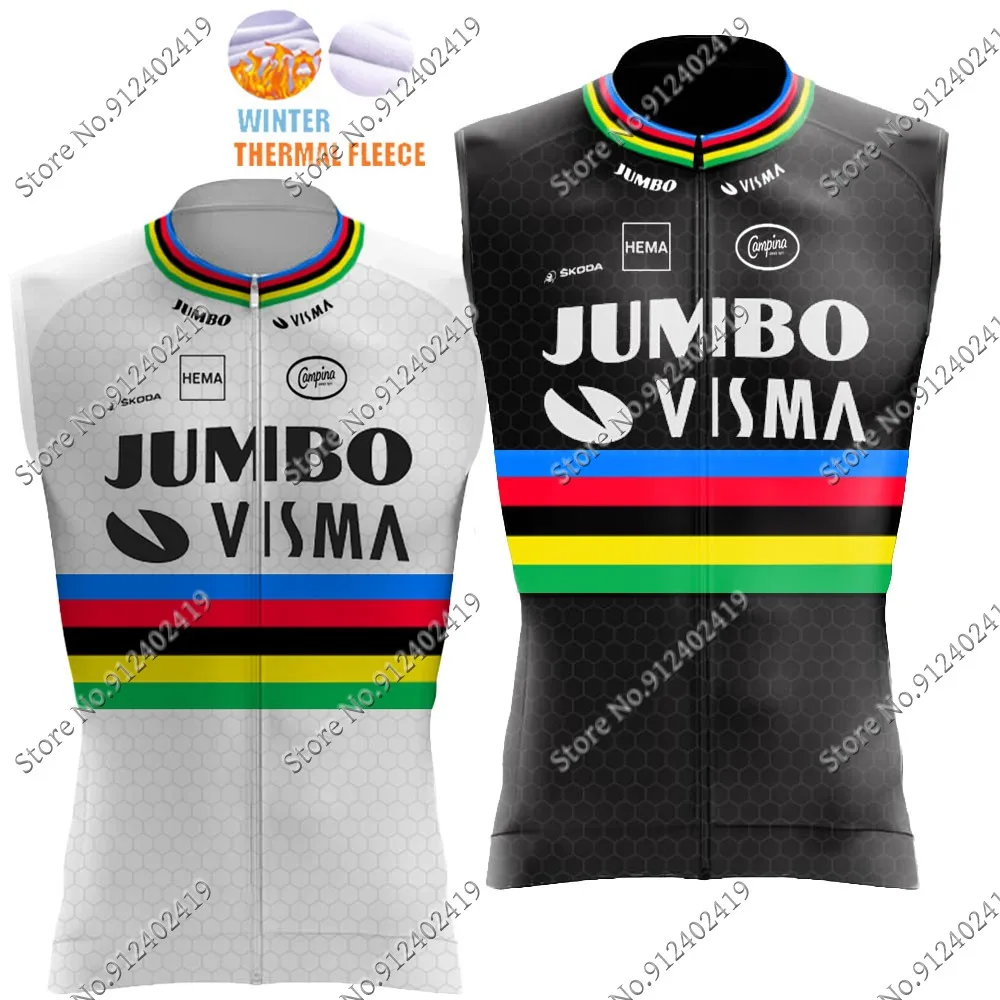 

Коллекция 2022 года, Джерси для команды Maillot World Champion Jumbo Visma, зимняя велосипедная жилетка без рукавов, теплая одежда для горного велосипеда, май...
