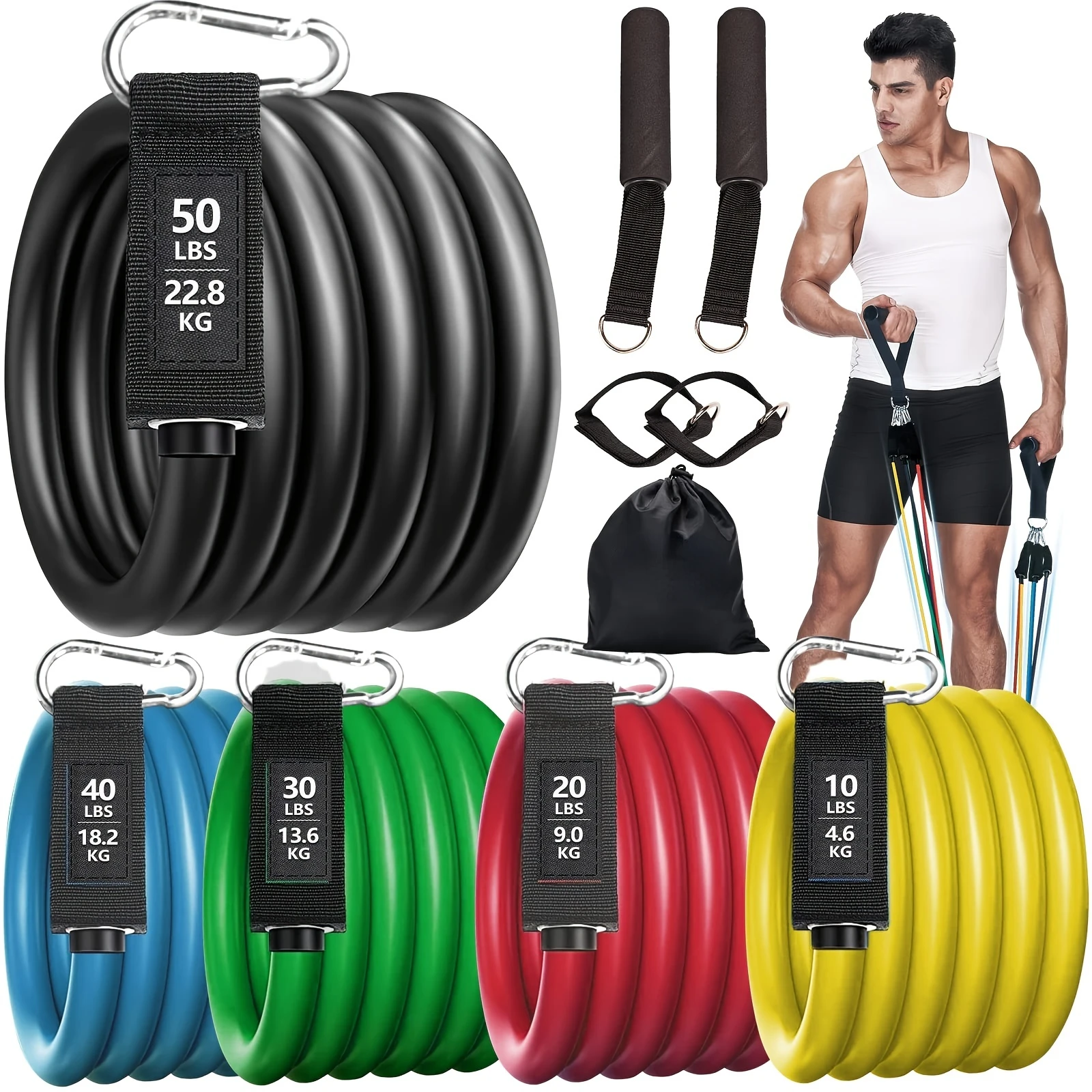 

Resistance Bands Set 5 Piece Exercise Band Portable Home Gym Accessories Professional Fitness Elastic Rubber Workout Expander