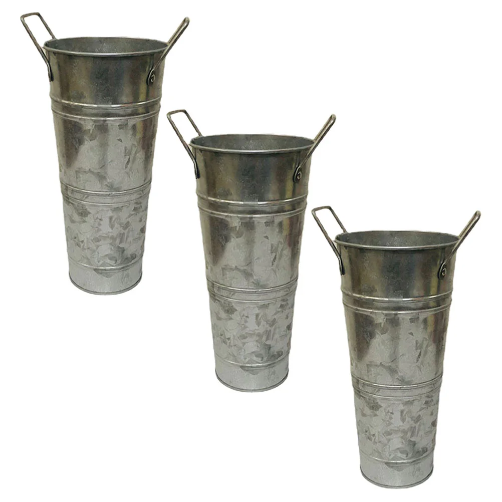 

3 Pcs Iron Flower Pot Multi-function Flowerpot Metal Succulents Vase Compact