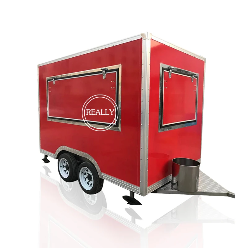 

3M length Mobile Fast Food Cart On Street 4 Wheels Square Food Trailer Outdoor Food Kiosk Customizabled