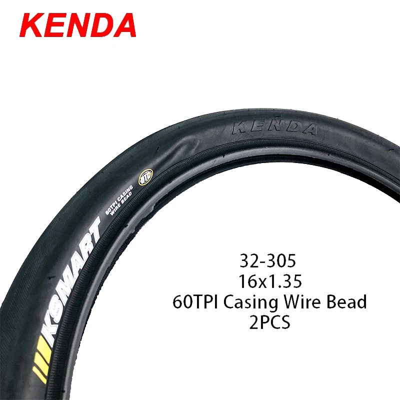 

2Pack KENDA Bicycle Tires 16 Inch 32-305 16x1.35 Ultralight Wire Folding Bike Tyre Cycling Equipments Parts