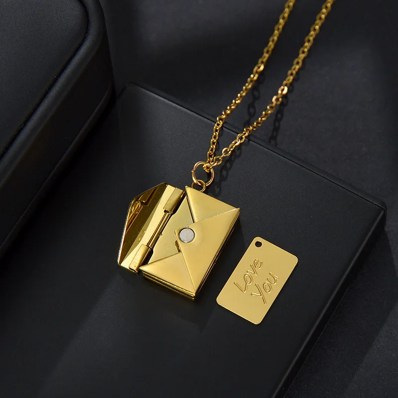 

Personalized Stainless Steel Love Envelope Pendant Necklace Customized Jewelry Gift For Lover